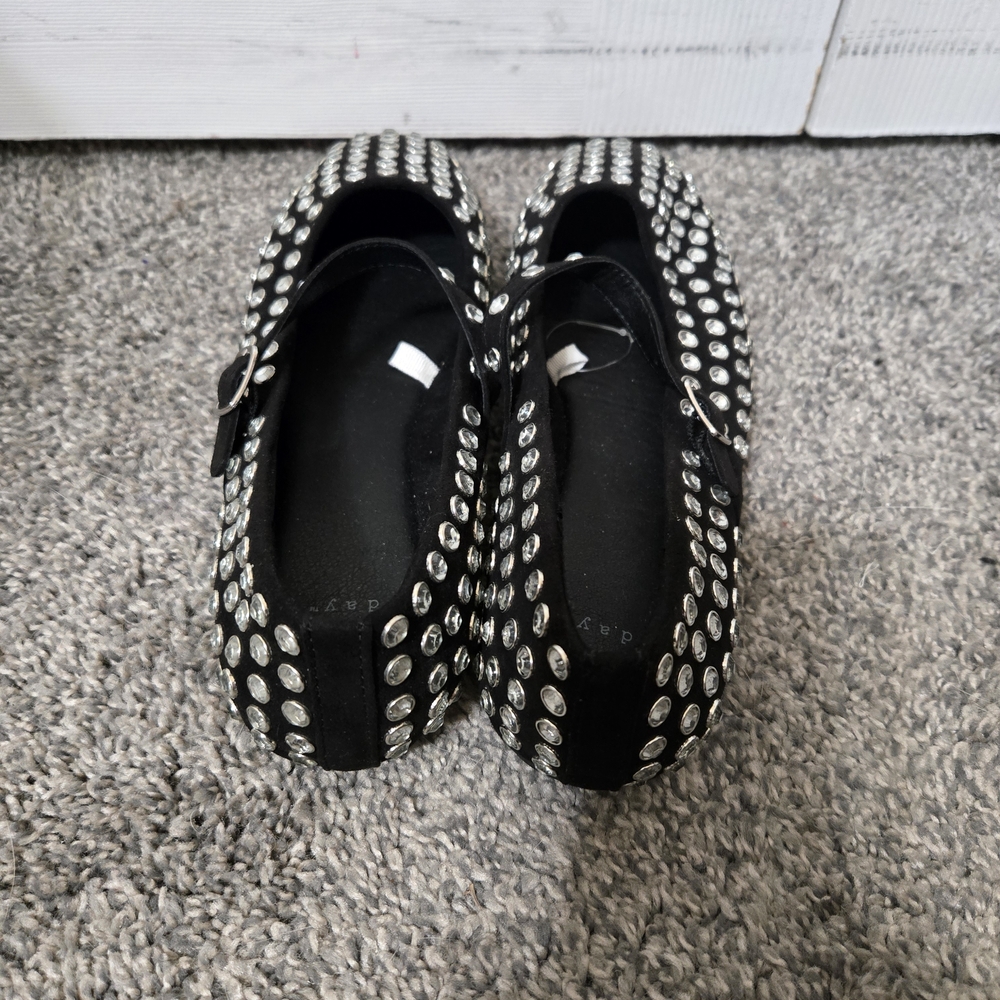 Issa Black Rhinestone Studded Mary Jane Style Ballet Flats Shoes, Size 8, NWOT - Picture 4 of 11